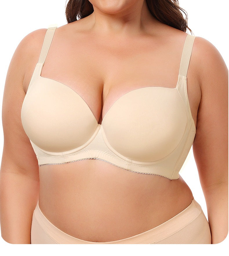 Women's Seamless Underwire Bra – Smooth Gathered Adjustable Support Lingerie