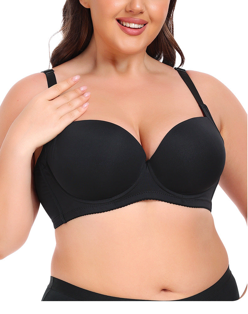 Women's Seamless Underwire Bra – Smooth Gathered Adjustable Support Lingerie