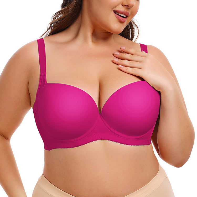 Women's Seamless Underwire Bra – Smooth Gathered Adjustable Support Lingerie