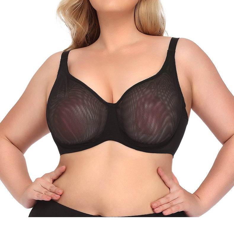 Women's Ultra-Thin See-Through Bra – Sheer Mesh Plus Size Lingerie Underwear