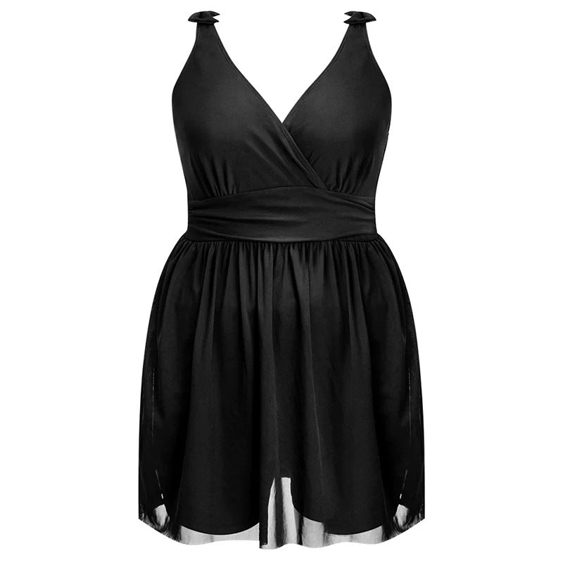 Women’s Plus Size Swimsuit Dress with Skirt – Spring Beach Swimwear - RAC25JP2637WPSW