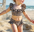 Toddler Girls Amazing Leopard Pattern Two Piece Elastic Waist Wonderful Swimsuit