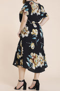 Women Plus Mid Length Loose Short Sleeve Thin Summer Comfortable Dress