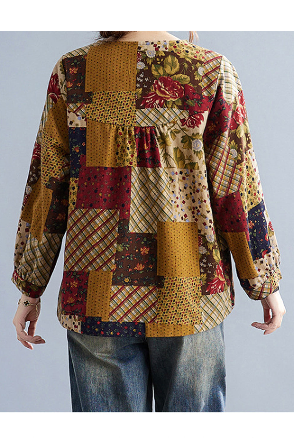 Women Loose Breathable Long Sleeve Fashionable Printed Pattern Classy Shirt