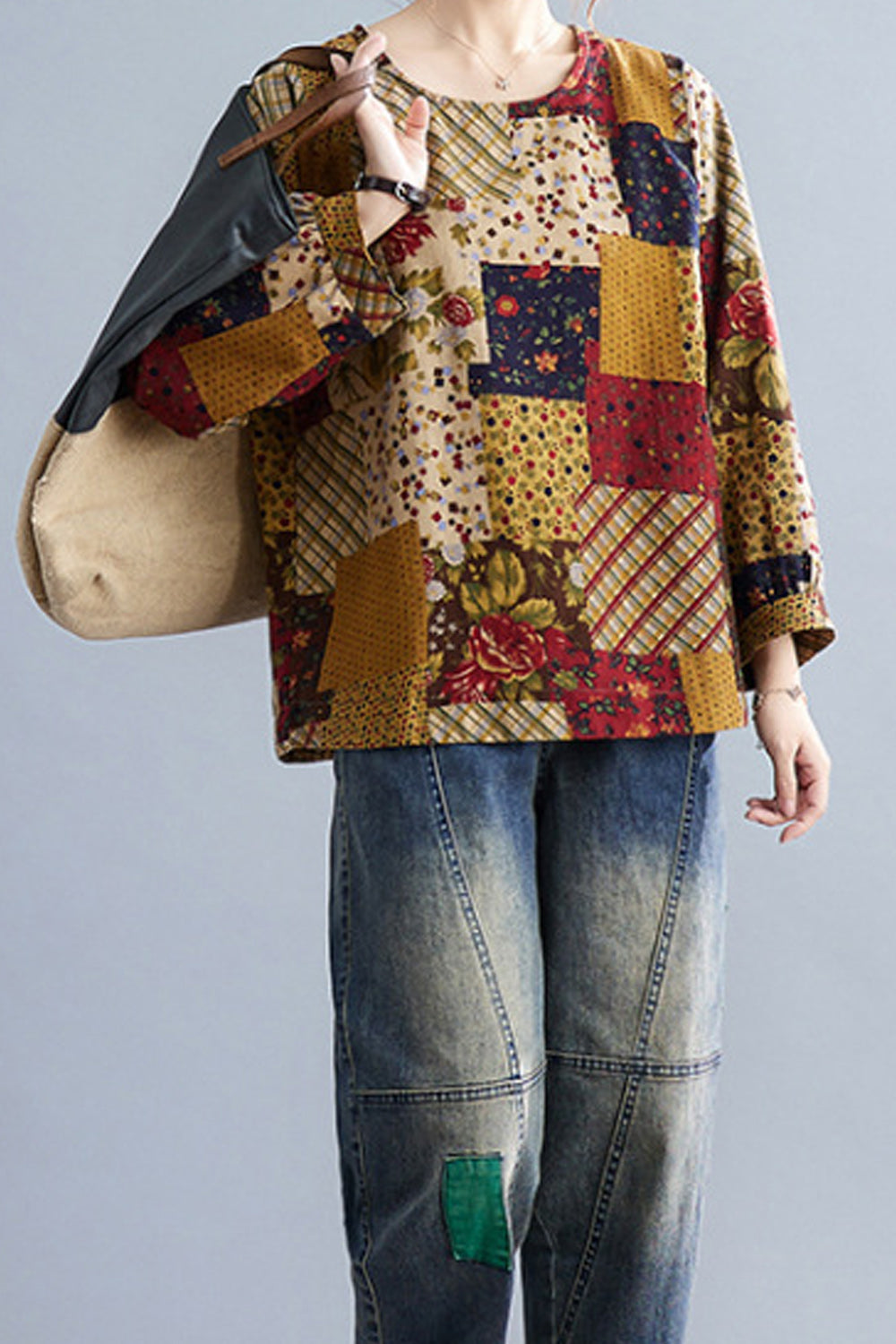 Women Loose Breathable Long Sleeve Fashionable Printed Pattern Classy Shirt