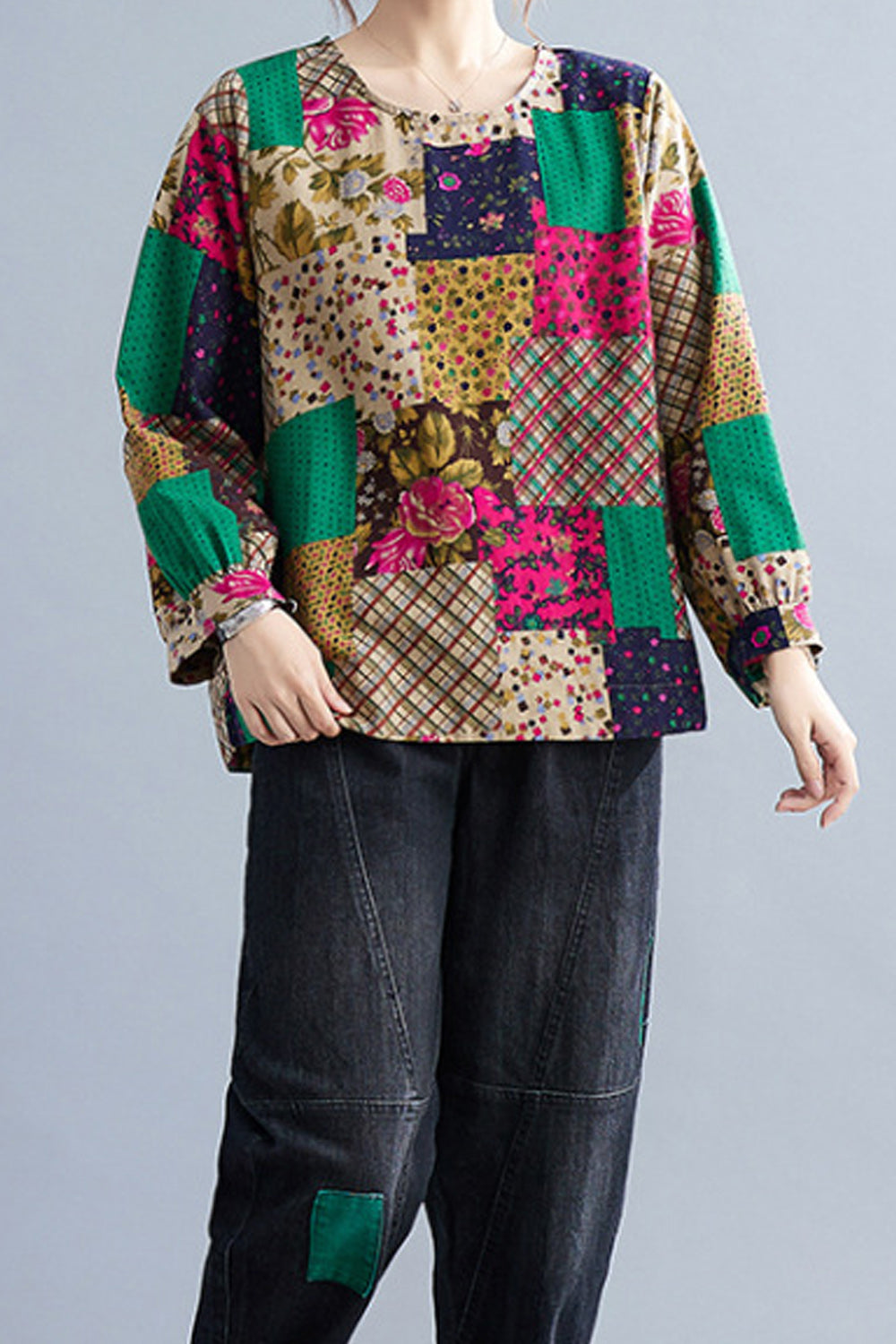 Women Loose Breathable Long Sleeve Fashionable Printed Pattern Classy Shirt