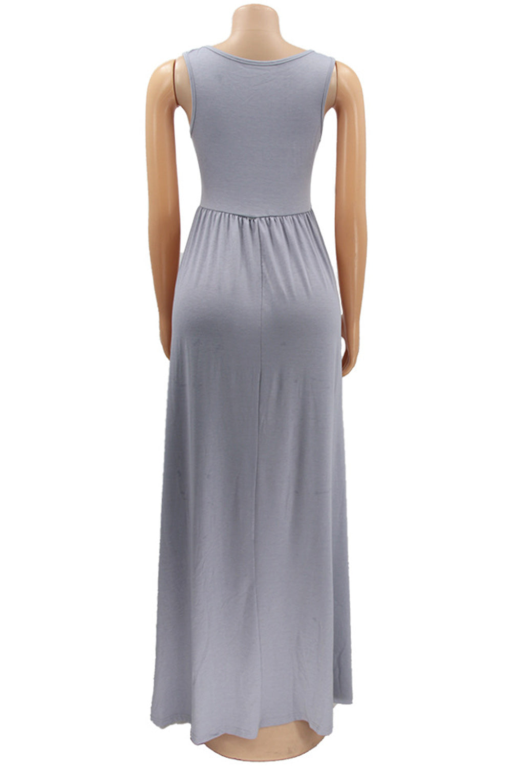 Women Summer Smooth Sleeveless Elegant Long Length Solid Colored Pretty Dress