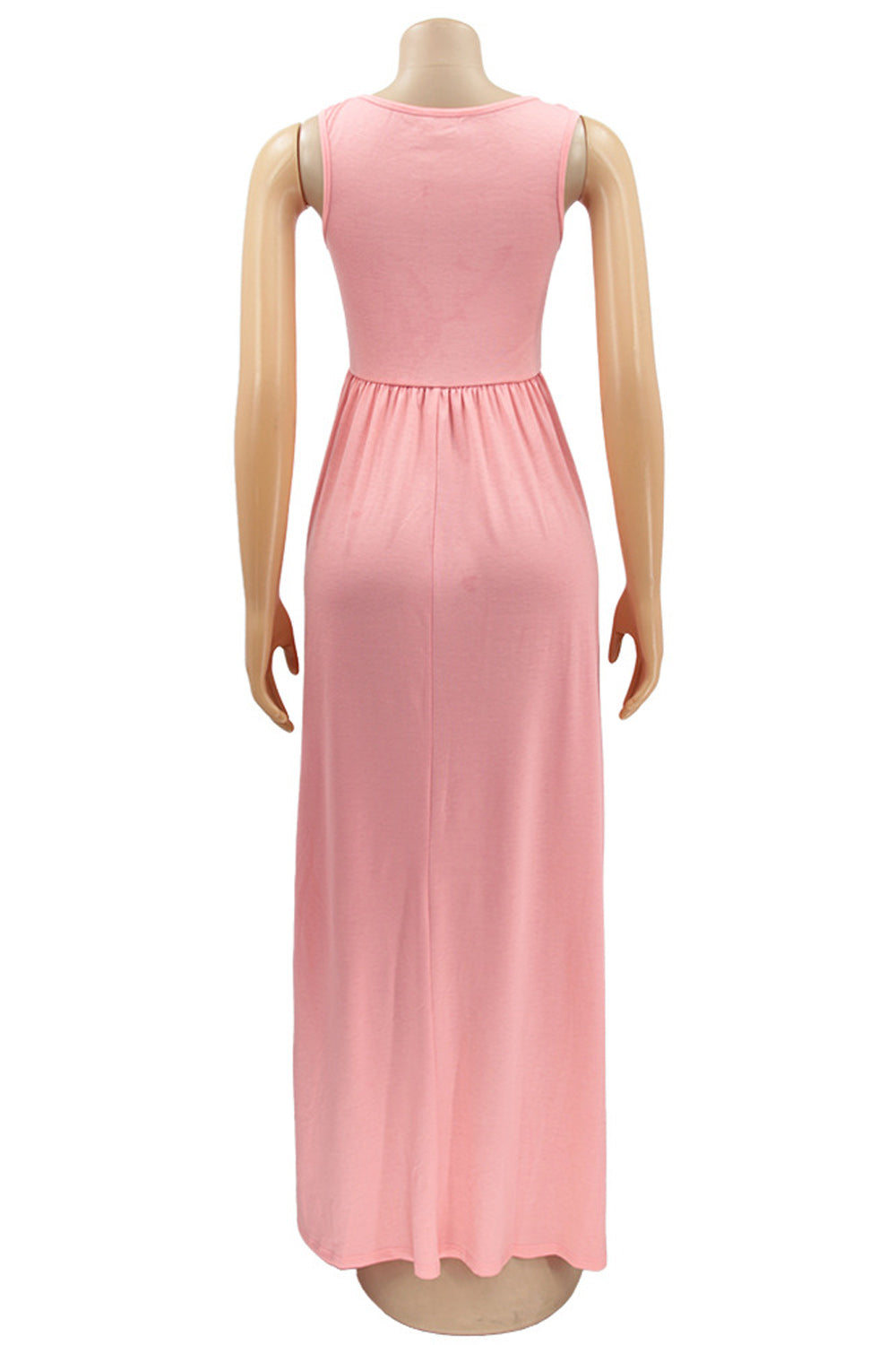 Women Summer Smooth Sleeveless Elegant Long Length Solid Colored Pretty Dress