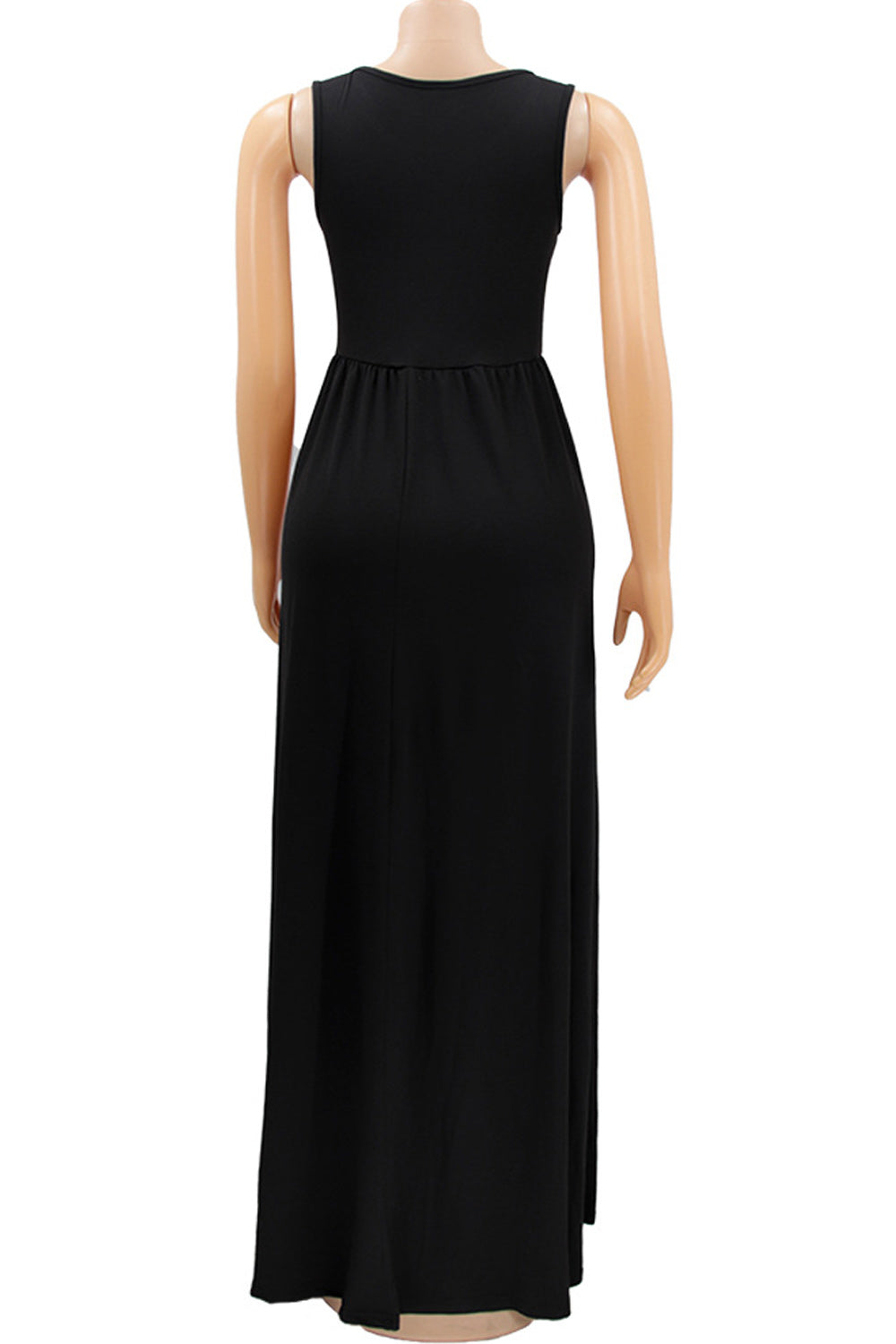 Women Summer Smooth Sleeveless Elegant Long Length Solid Colored Pretty Dress
