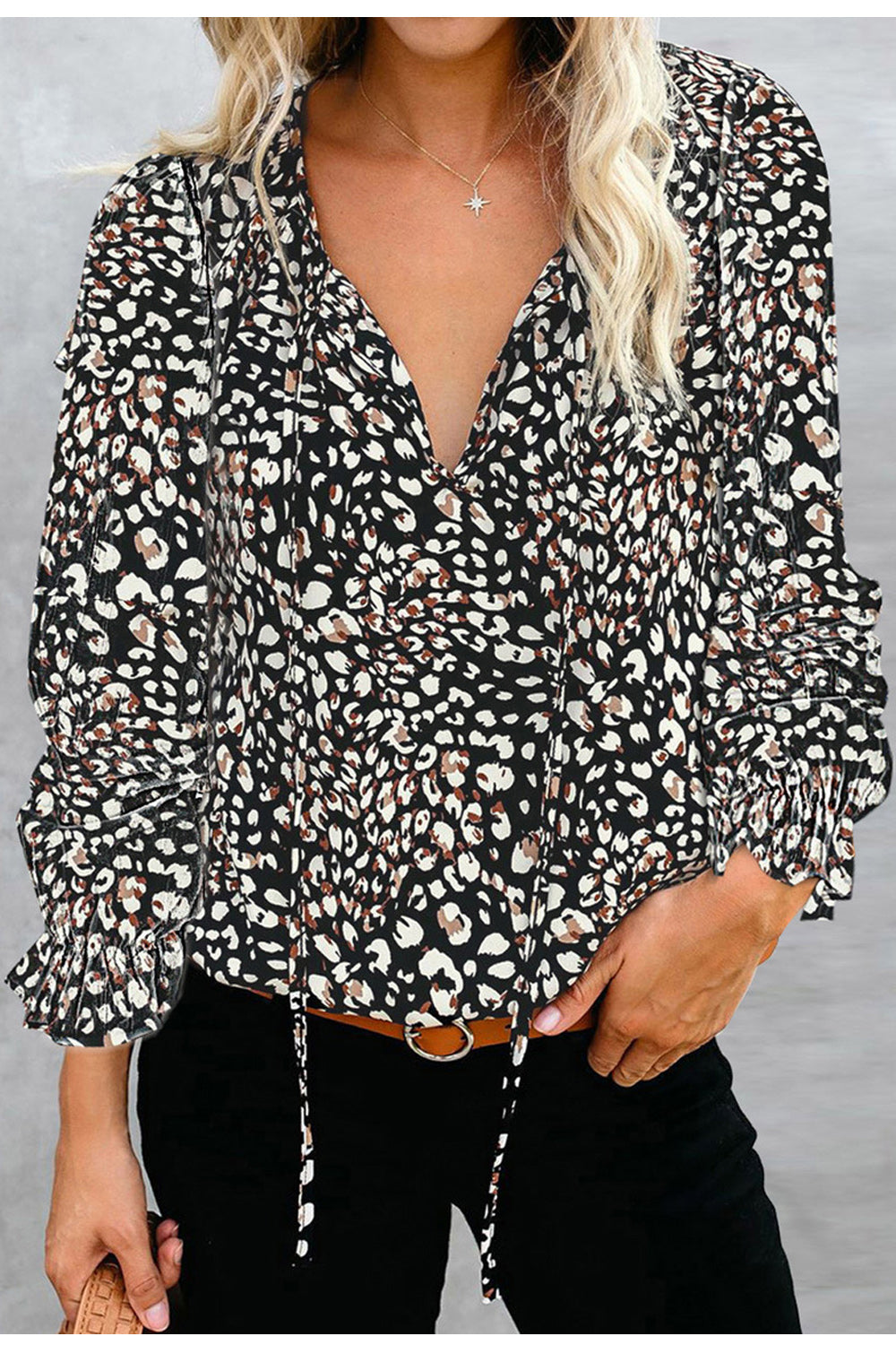 Women Tremendous V-Neck Long Sleeve Flower Printed Casual Loose Thin Awesome Breathable Shirt