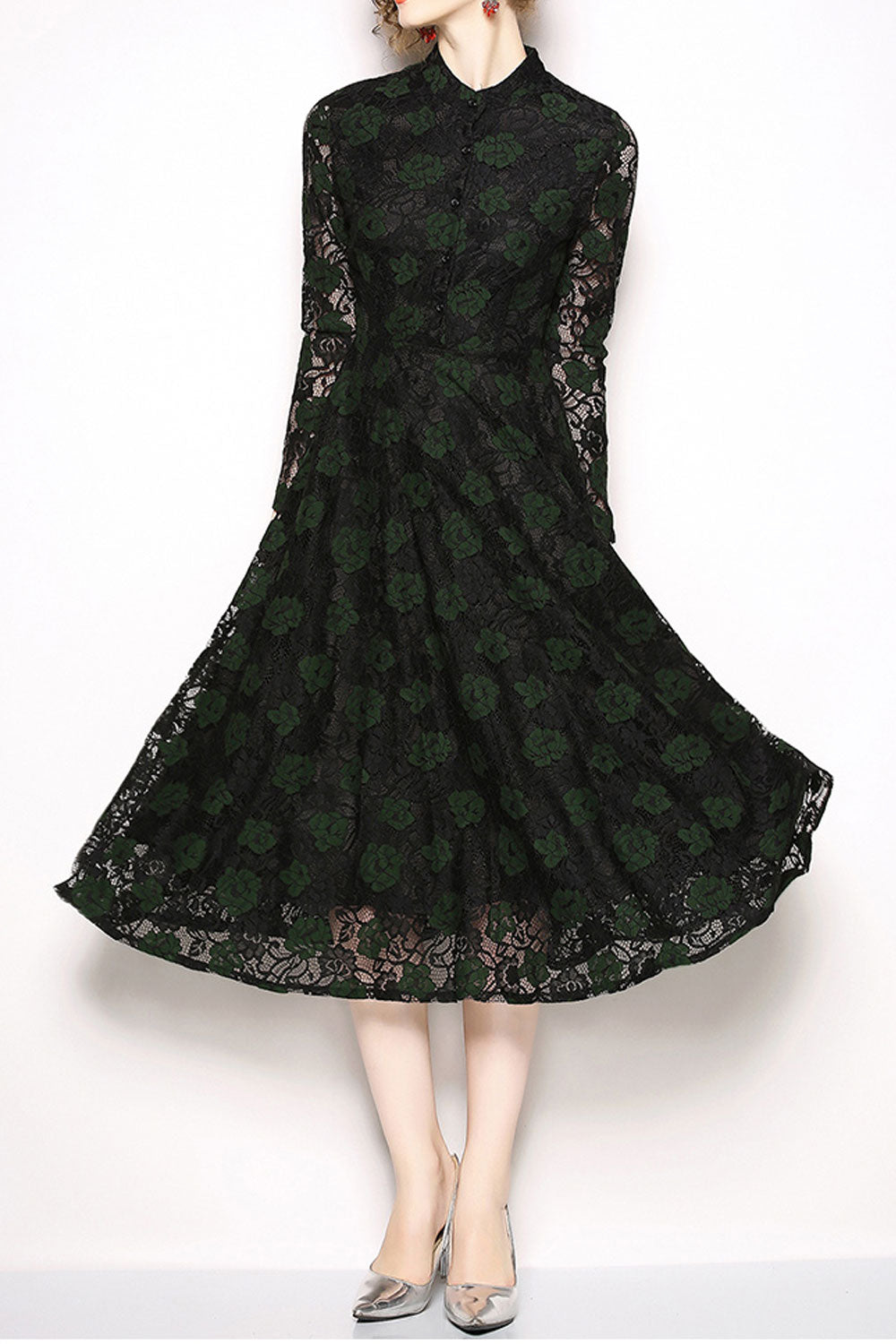 Women Half Sleeve Beautiful Flower Printed Thin Mid Length Breathable Dress