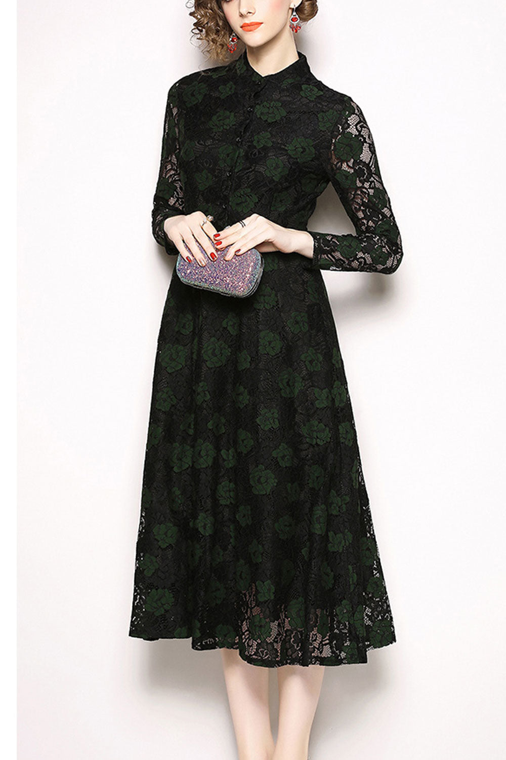 Women Half Sleeve Beautiful Flower Printed Thin Mid Length Breathable Dress