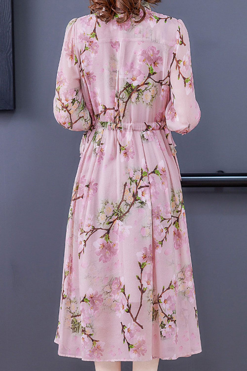 Women Half Sleeve Beautiful Flower Printed Thin Mid Length Breathable Dress