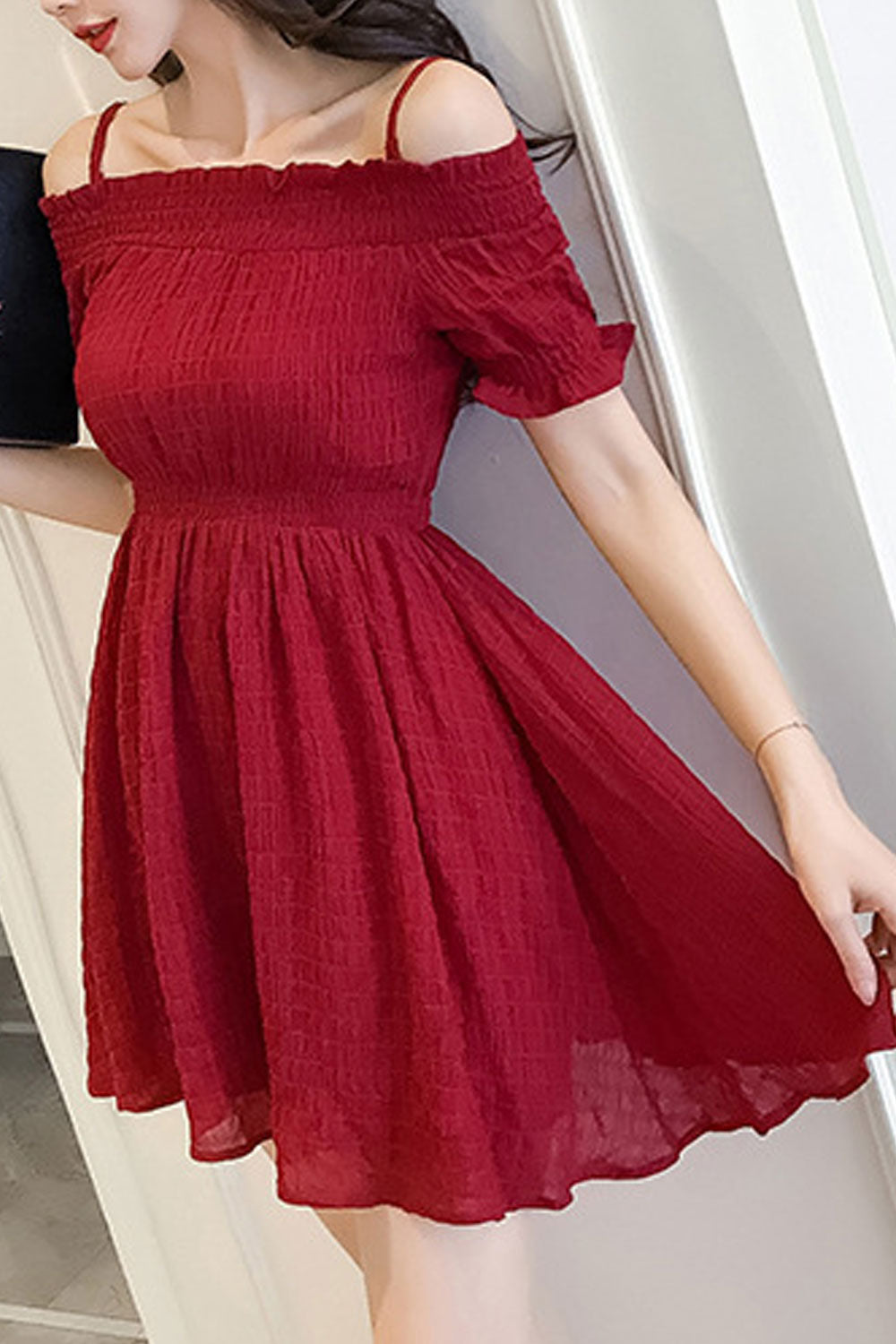 Women Amazing Solid Colored Summer Short Sleeve Classy Casual Dress