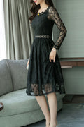 Women Off Neck Off Shoulder Lace Pattern Beautiful Dress