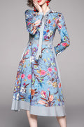 Women Printed Style V-Neck Short Puff Sleeve Awesome Dress