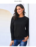 Women Comfy Round Neck Warm Long Sleeve Loose Styled Solid Pattern Sweatshirt