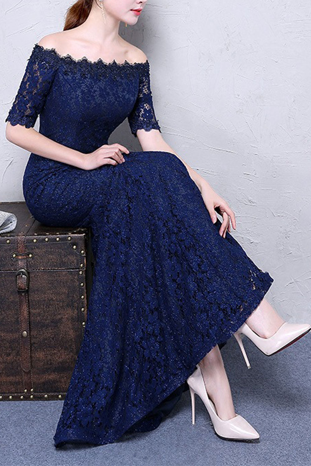 Women Breathable Slim Fit Solid Colored Off-Shoulder Beautiful Dress