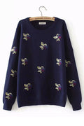 Women Lovely Printed Style Long Sleeve Round Neck Comfortable Sweater