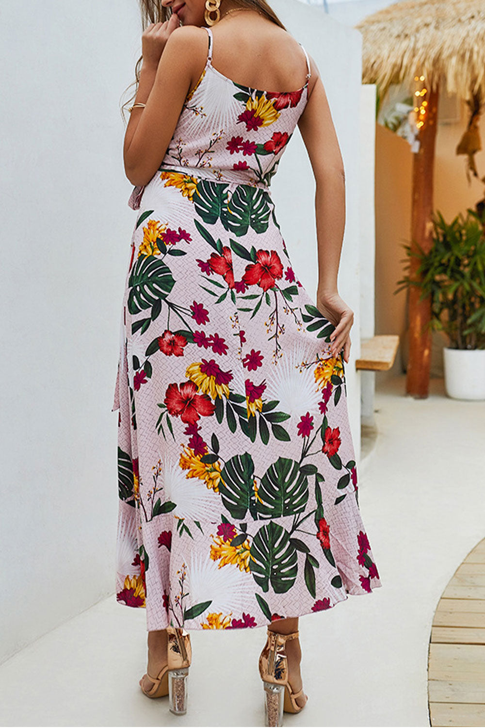 Women Easy Strap Neck Pretty Floral Printed Mid Length Dress