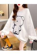 Women Cute Cartoon Pattern Relaxing Loose Long Sleeve Casual Warm Winter Sweatshirt