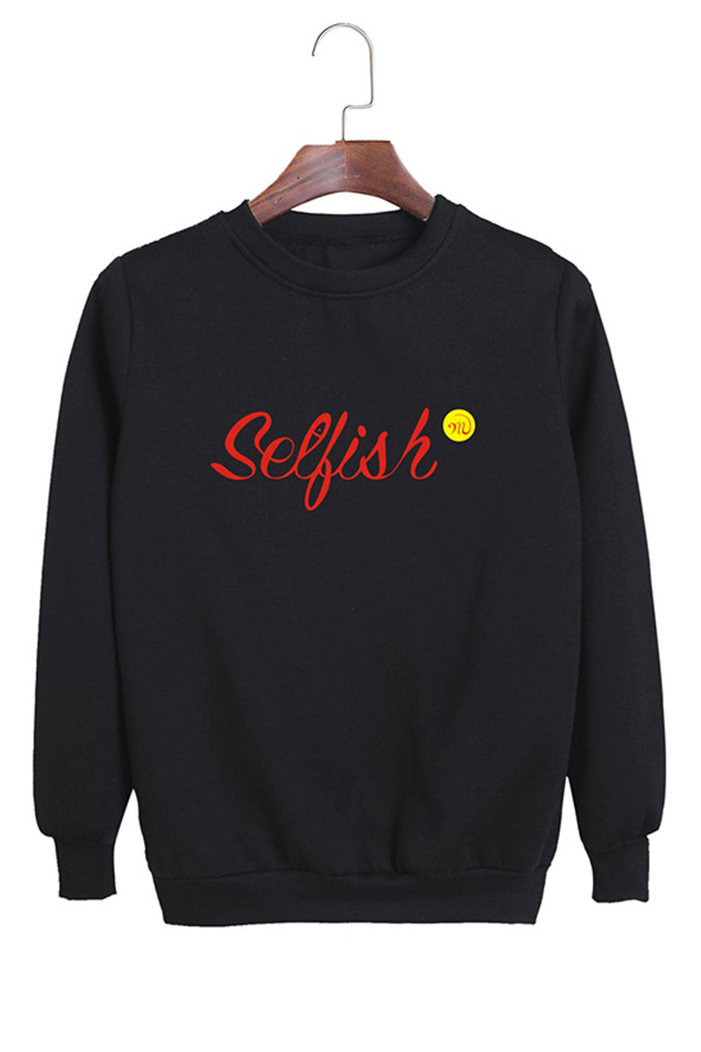 Women Magnificent Letter Pattern Stretchable Warm Round Neck Sweatshirt