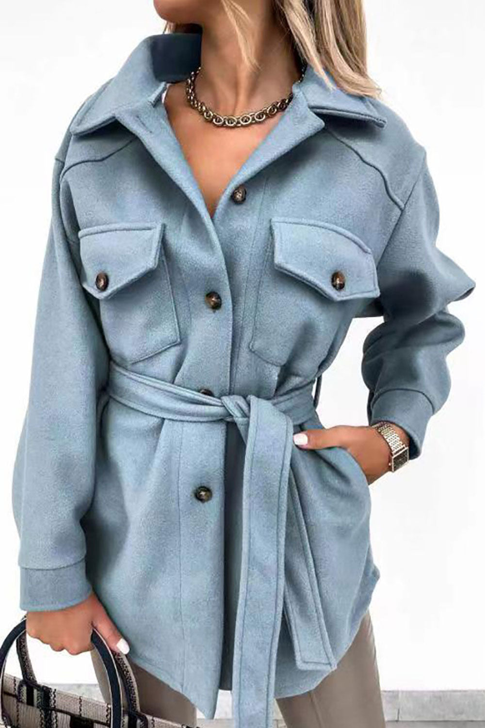 Women Button Closure Collar Neck Snug Long Sleeve Elegant Solid Pattern Modern Cardigan