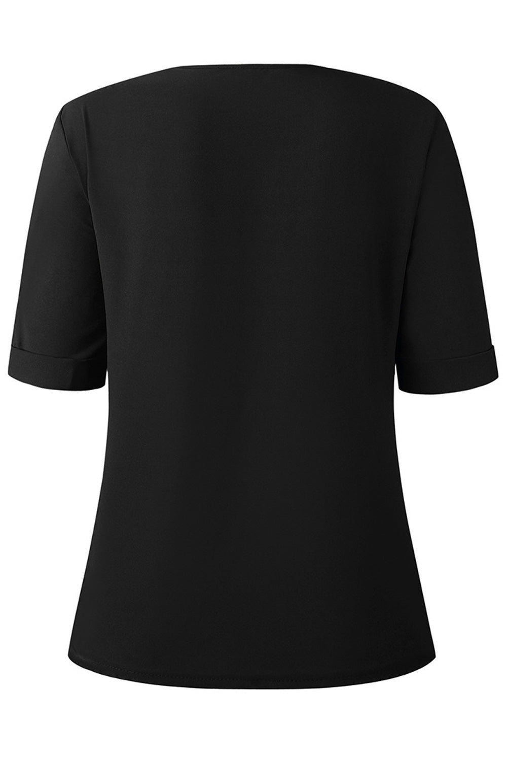Women Loose Style Short Sleeve Easy V-Neck Elegent Solid Colored Summer Casual Blouse