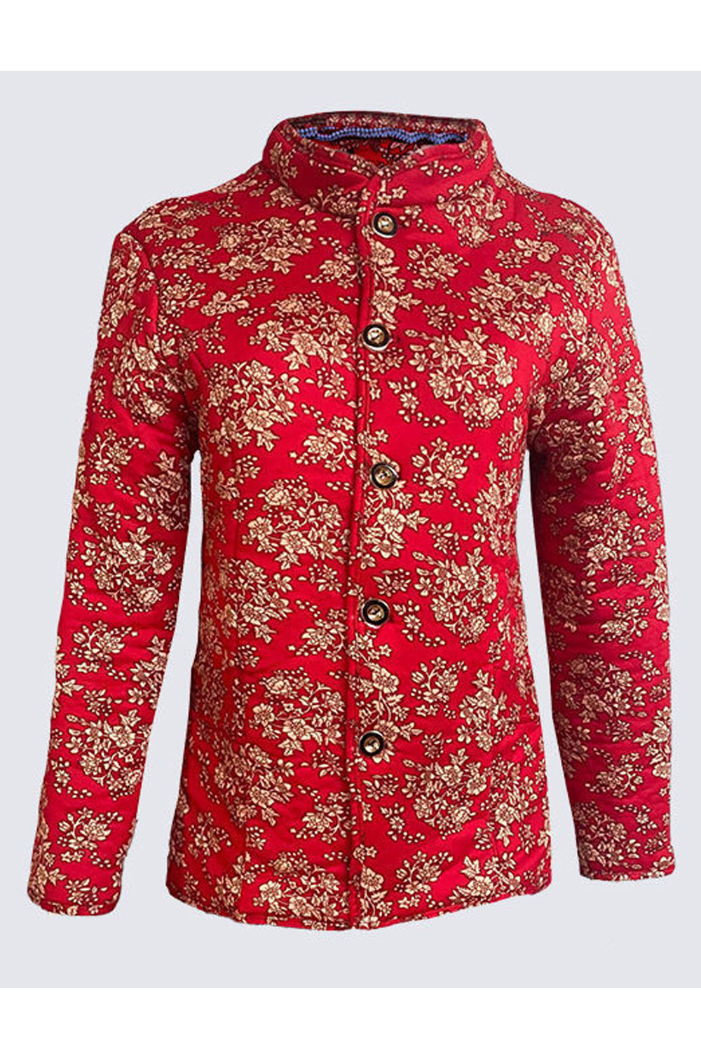 Women Beautiful Floral Print Round Neck Thick Long Sleeve Easy Button Closure Cardigan