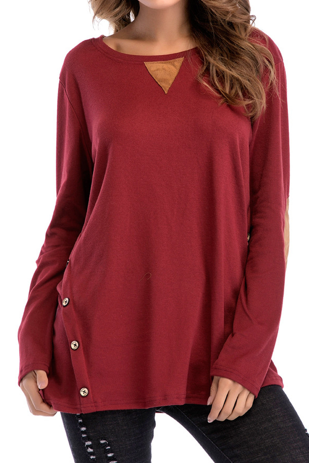 Women Pullover Easy Round Neck Long Sleeve Fabulous Solid Colored Summer Casual Blouse