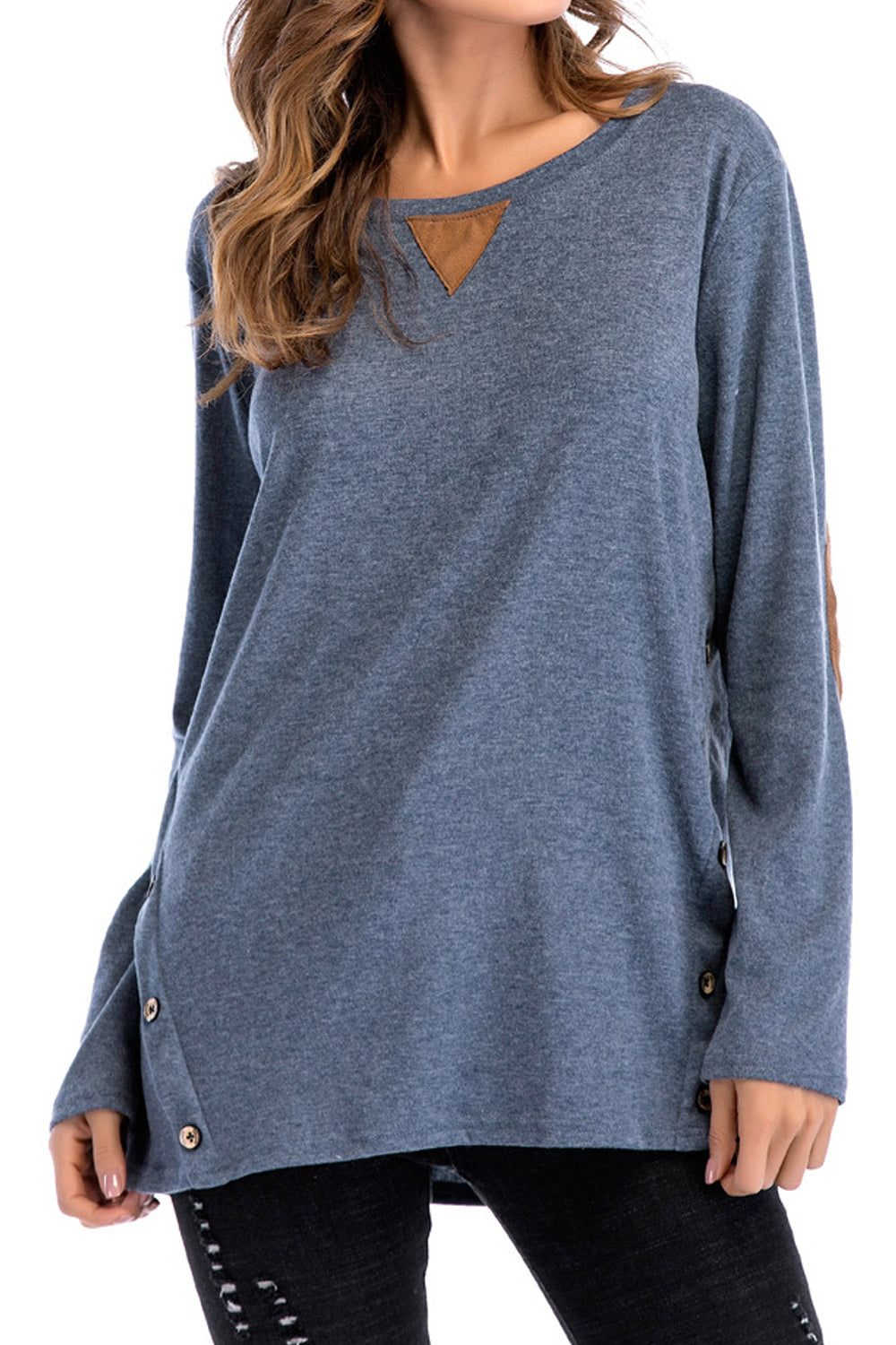 Women Pullover Easy Round Neck Long Sleeve Fabulous Solid Colored Summer Casual Blouse