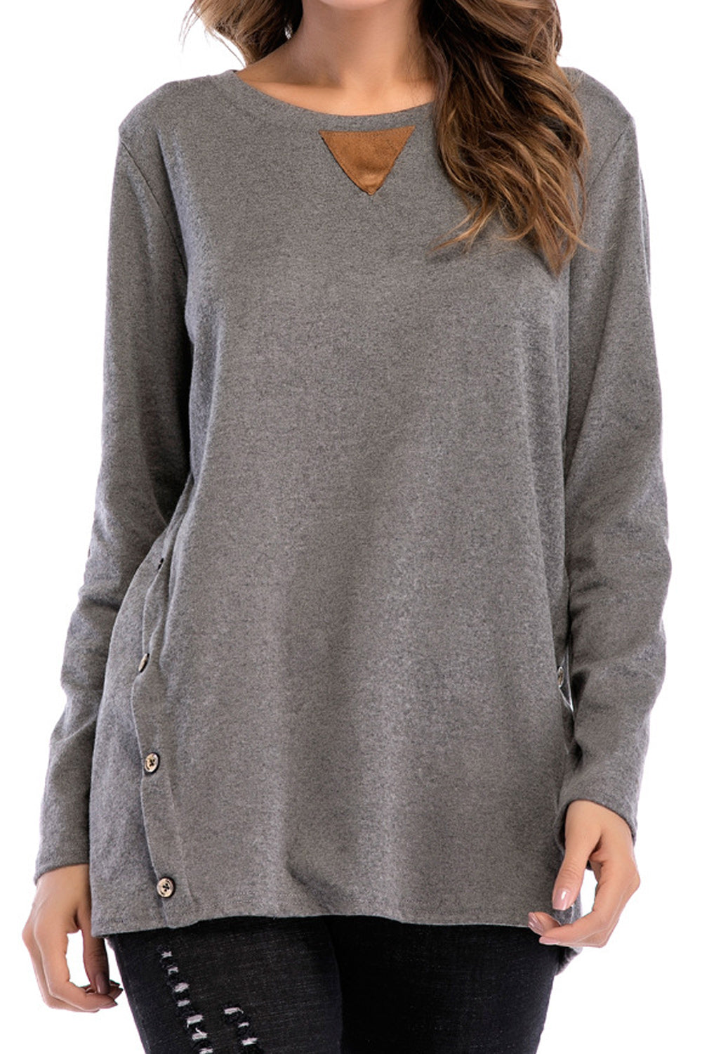 Women Pullover Easy Round Neck Long Sleeve Fabulous Solid Colored Summer Casual Blouse