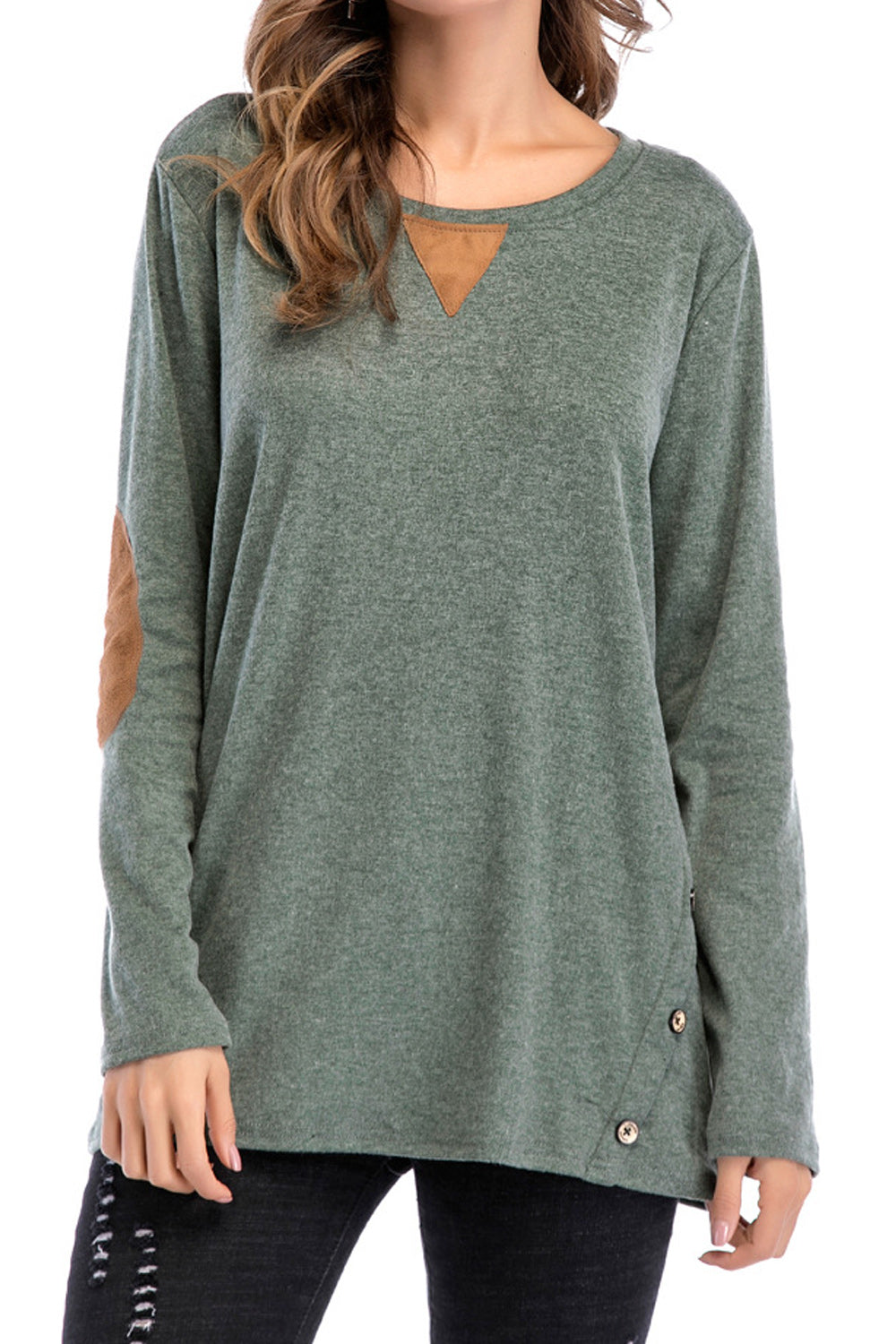 Women Pullover Easy Round Neck Long Sleeve Fabulous Solid Colored Summer Casual Blouse