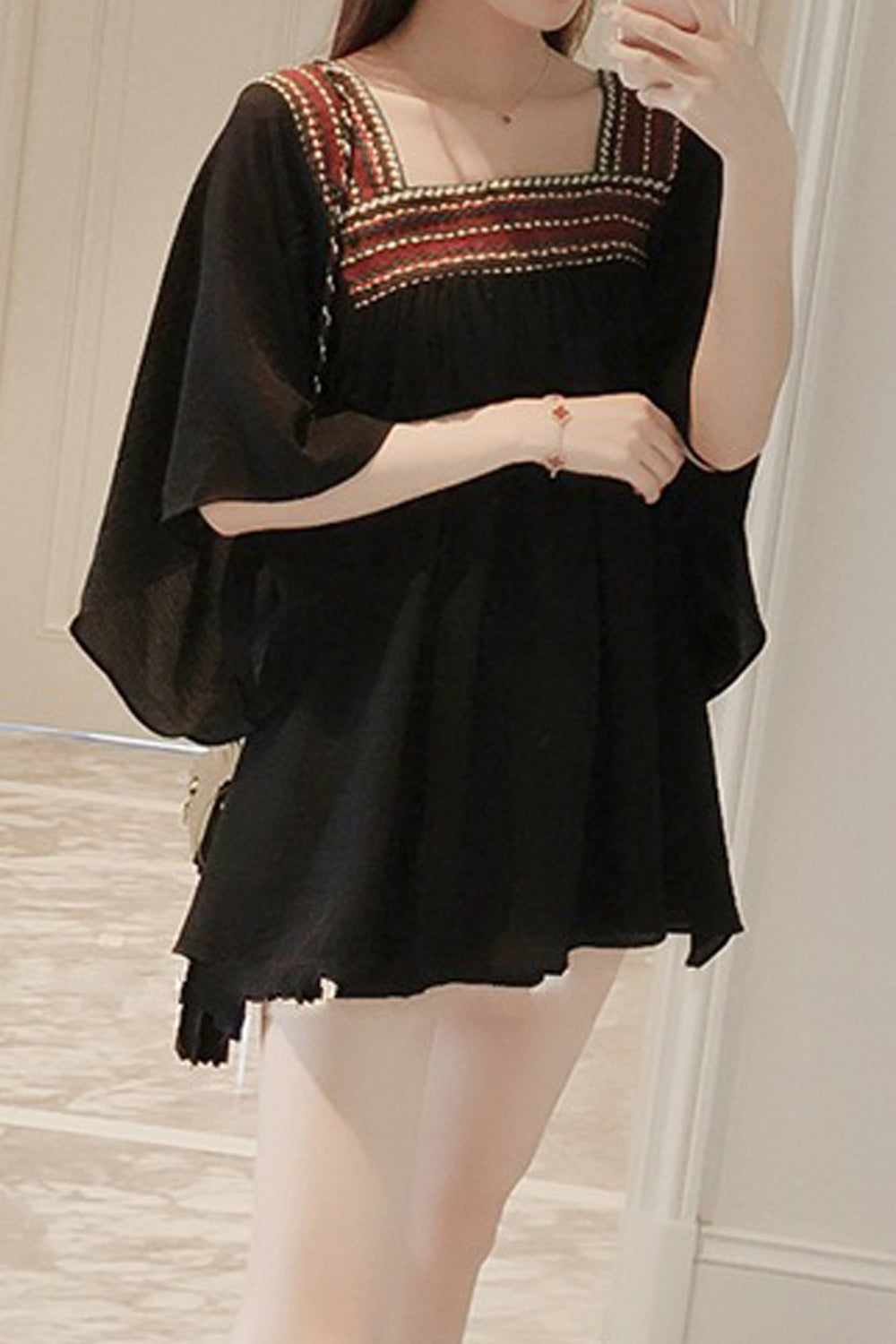 Women Trendy Square Neck Soft Solid Colored Breathable Top