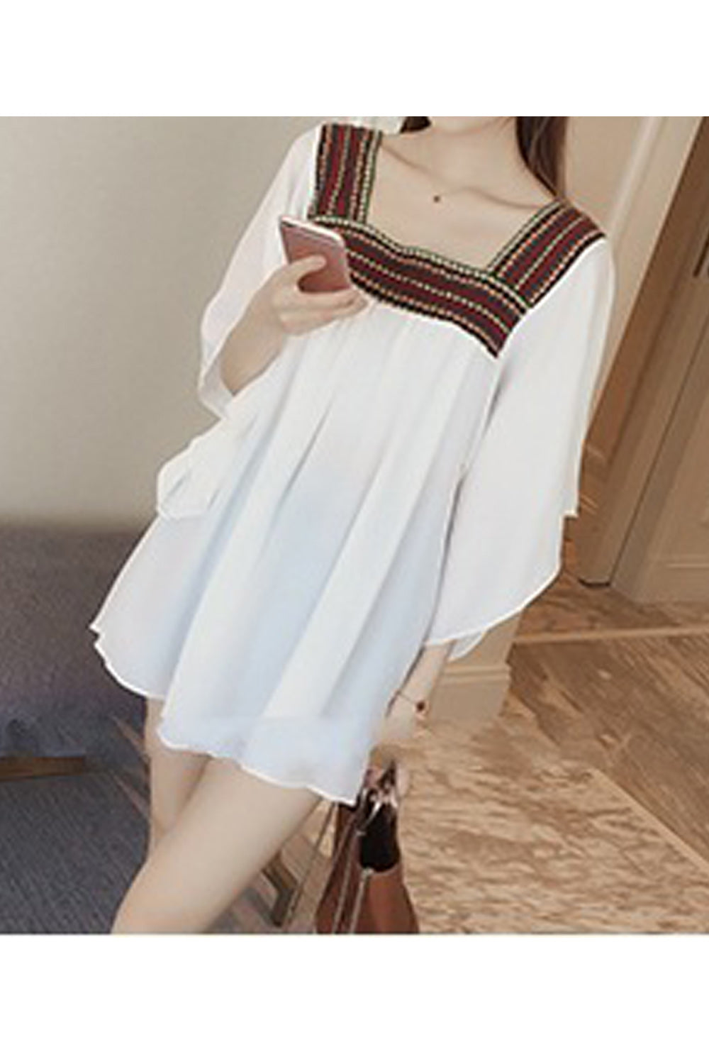 Women Trendy Square Neck Soft Solid Colored Breathable Top