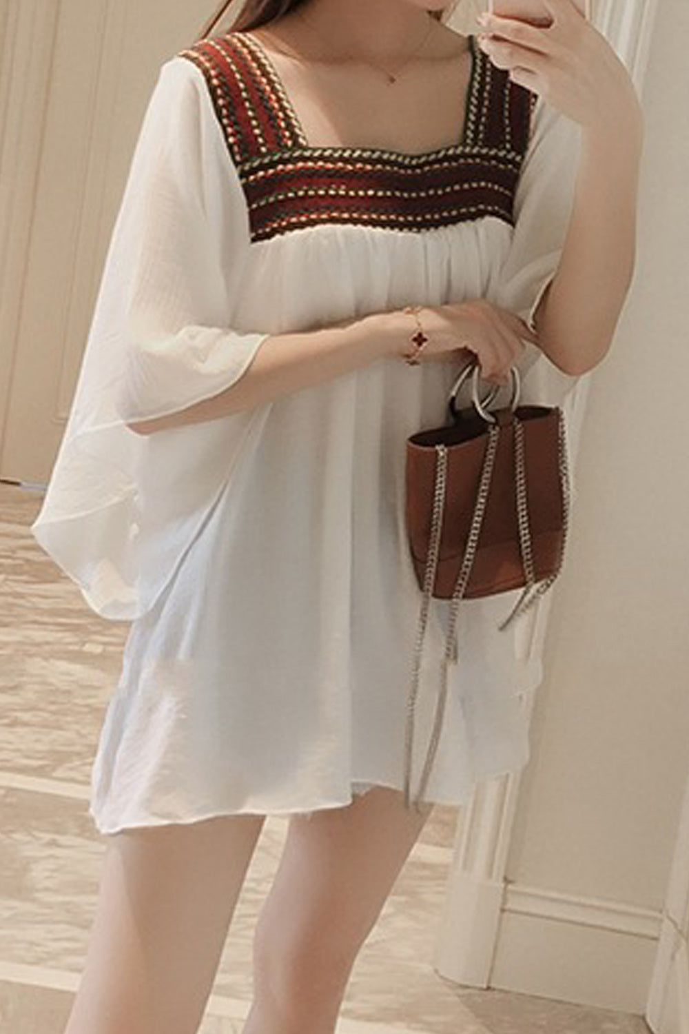 Women Trendy Square Neck Soft Solid Colored Breathable Top