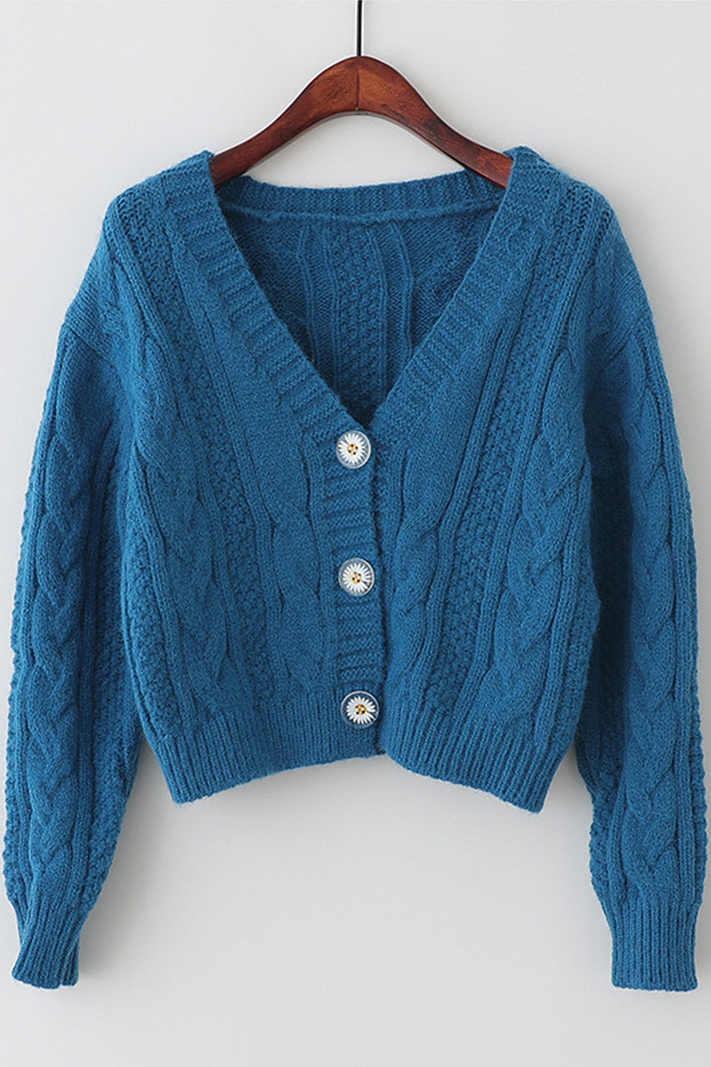 Women Lovely V-Neck Button Closure Knitted Designed Comfy Winter Cardigan