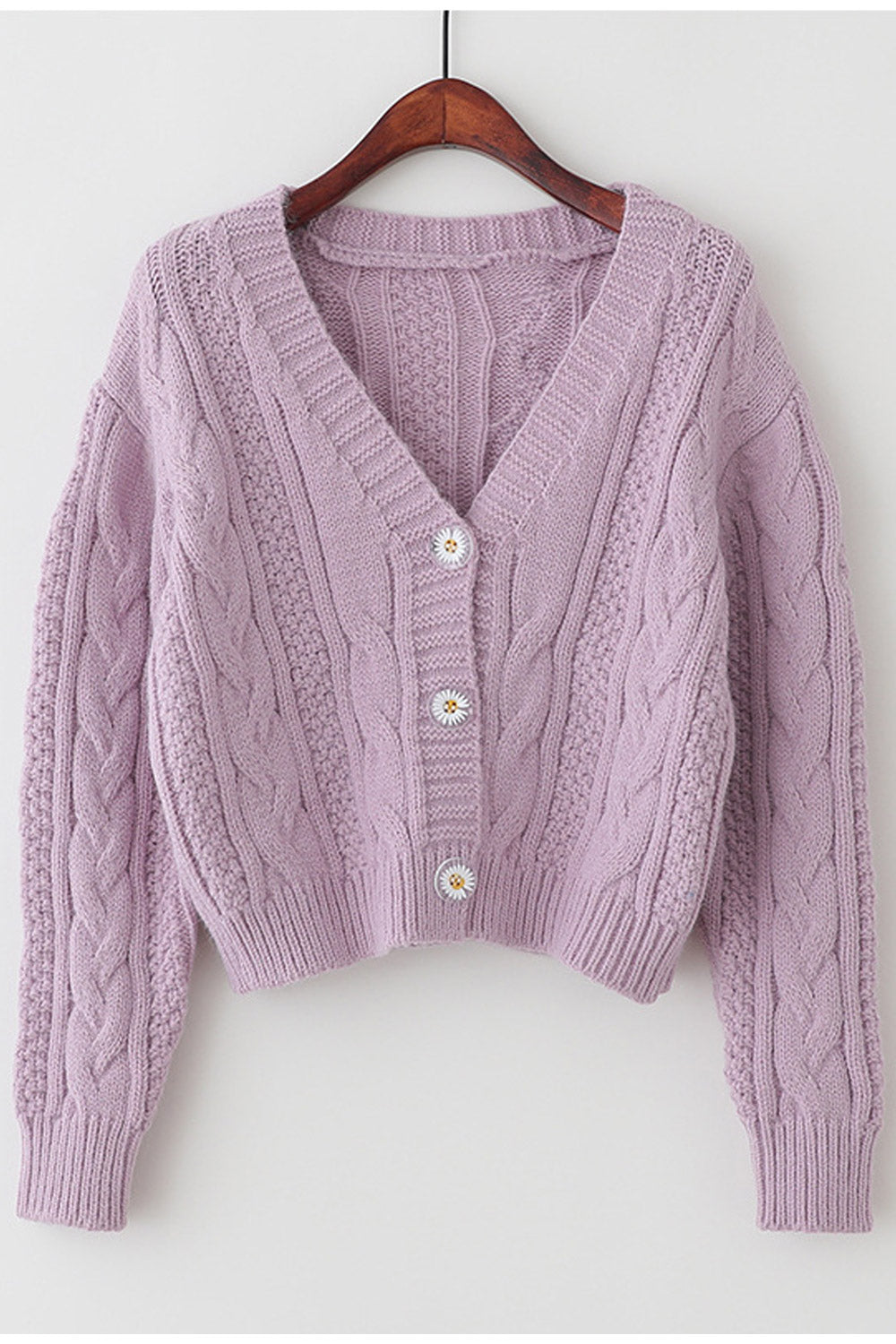 Women Lovely V-Neck Button Closure Knitted Designed Comfy Winter Cardigan