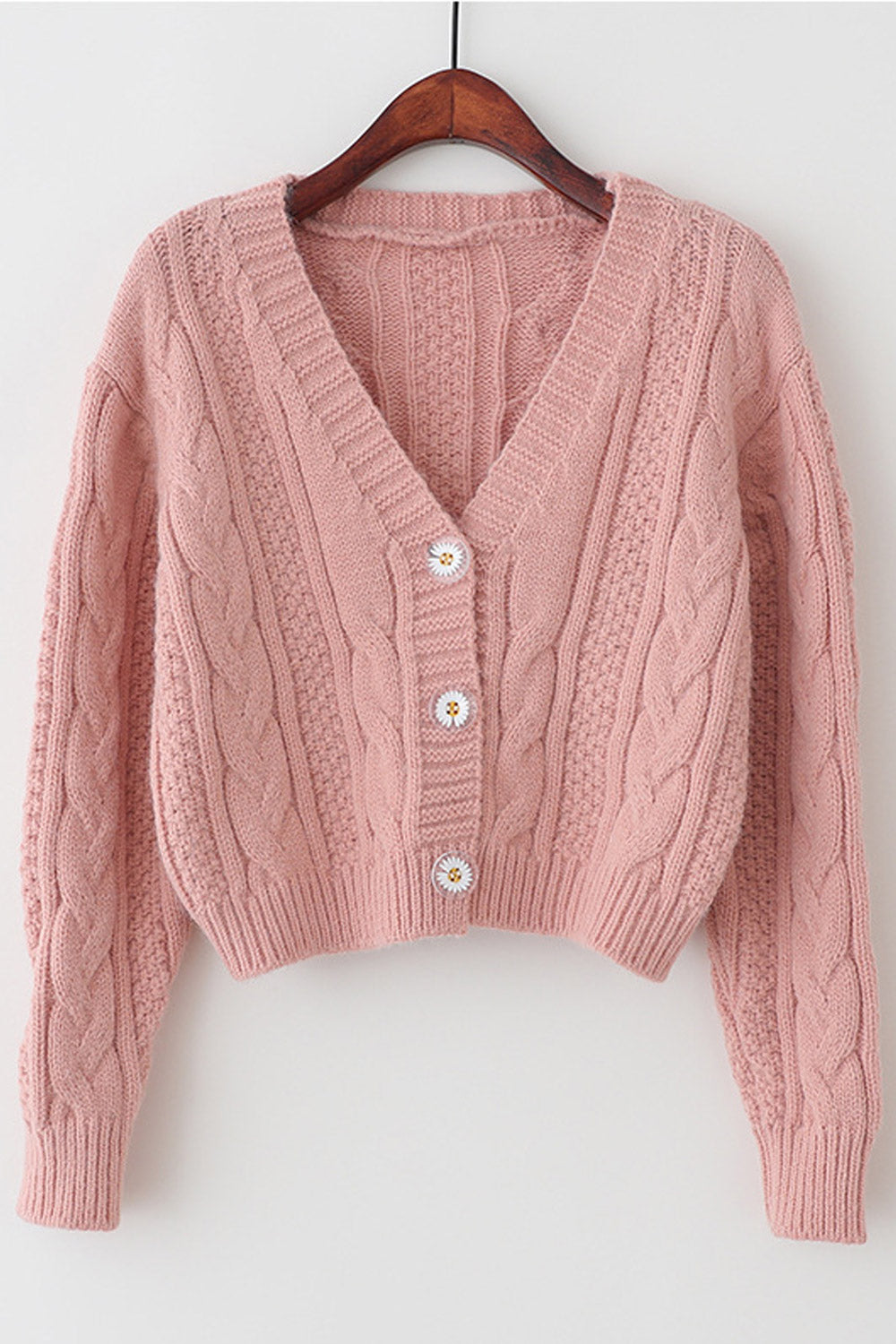 Women Lovely V-Neck Button Closure Knitted Designed Comfy Winter Cardigan