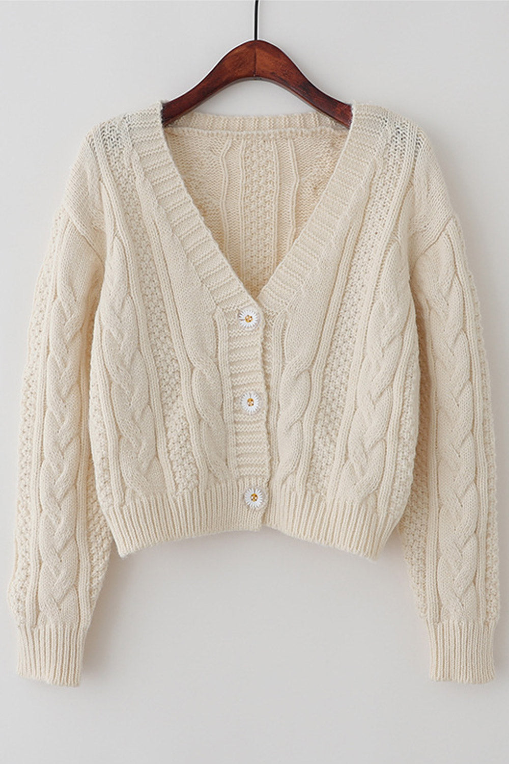 Women Lovely V-Neck Button Closure Knitted Designed Comfy Winter Cardigan