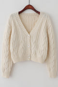 Women Lovely V-Neck Button Closure Knitted Designed Comfy Winter Cardigan