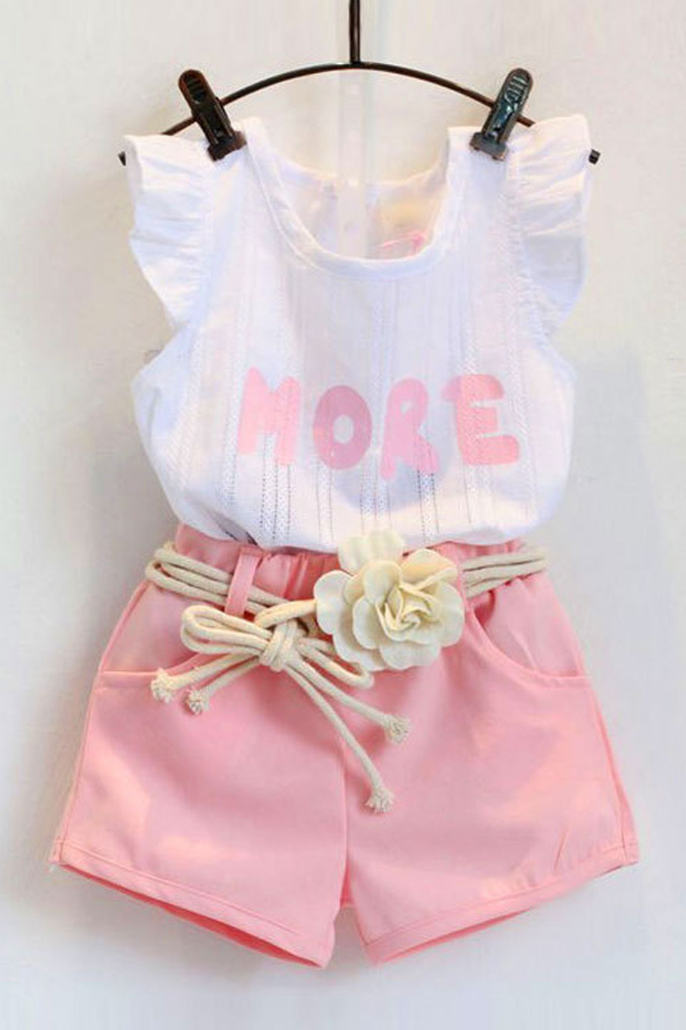 Kids Girls Printed Style Short Sleeve Cool Two Piece Outfit Set