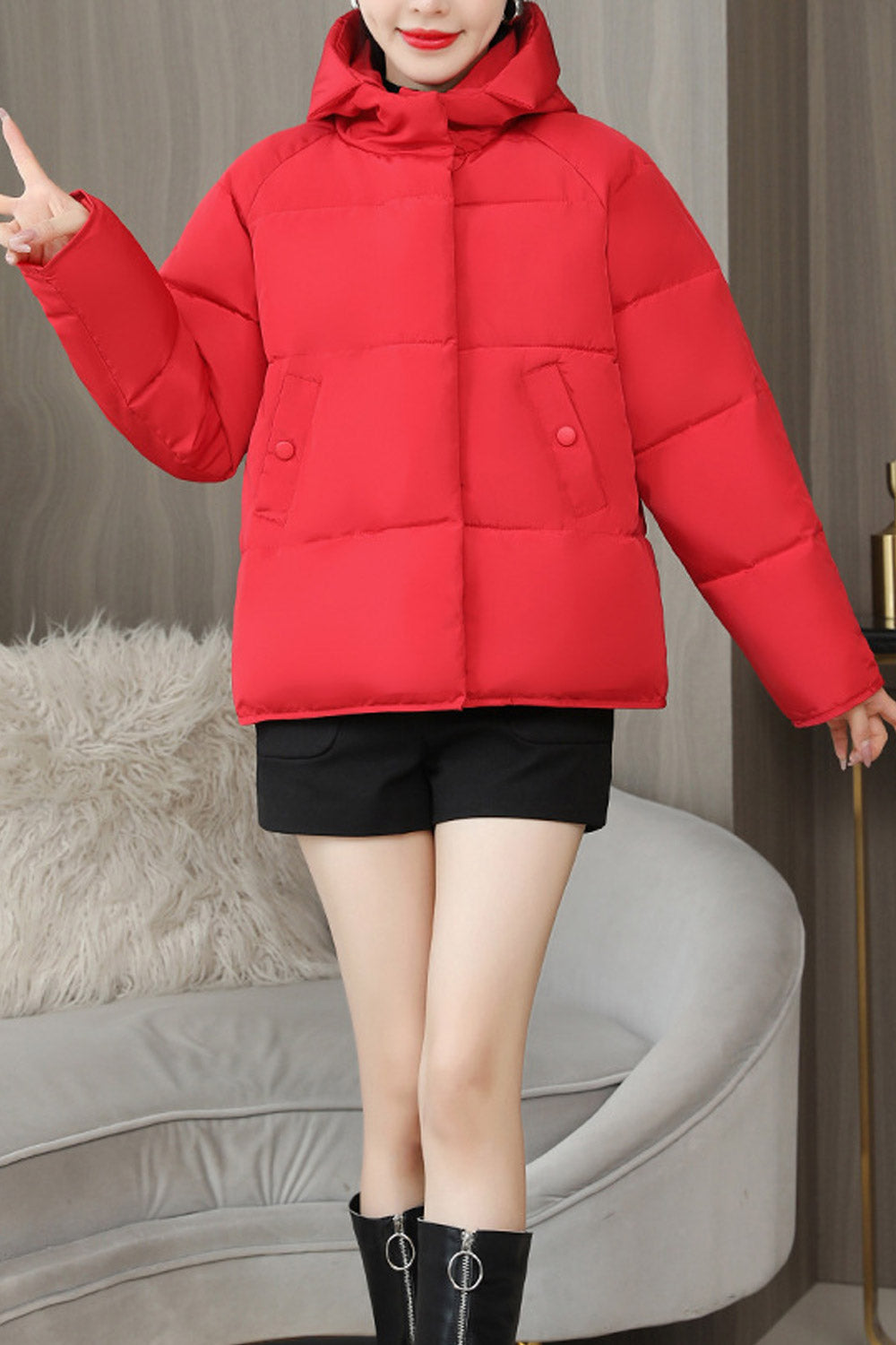 Women Winter Casual Hooded Neck Solid Pattern Zippr Closure Attractive Warm Padded Jacket