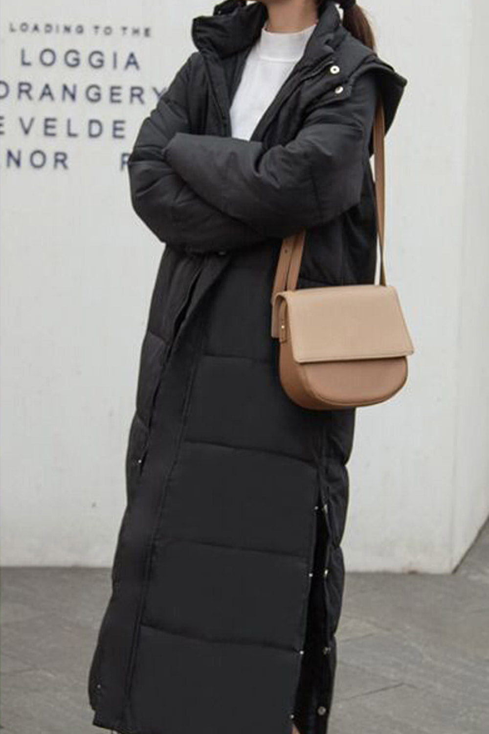 Women Attractive Below Knee Length Solid Pattern Stand Collar Hooded Comfy Winter Padded Jacket