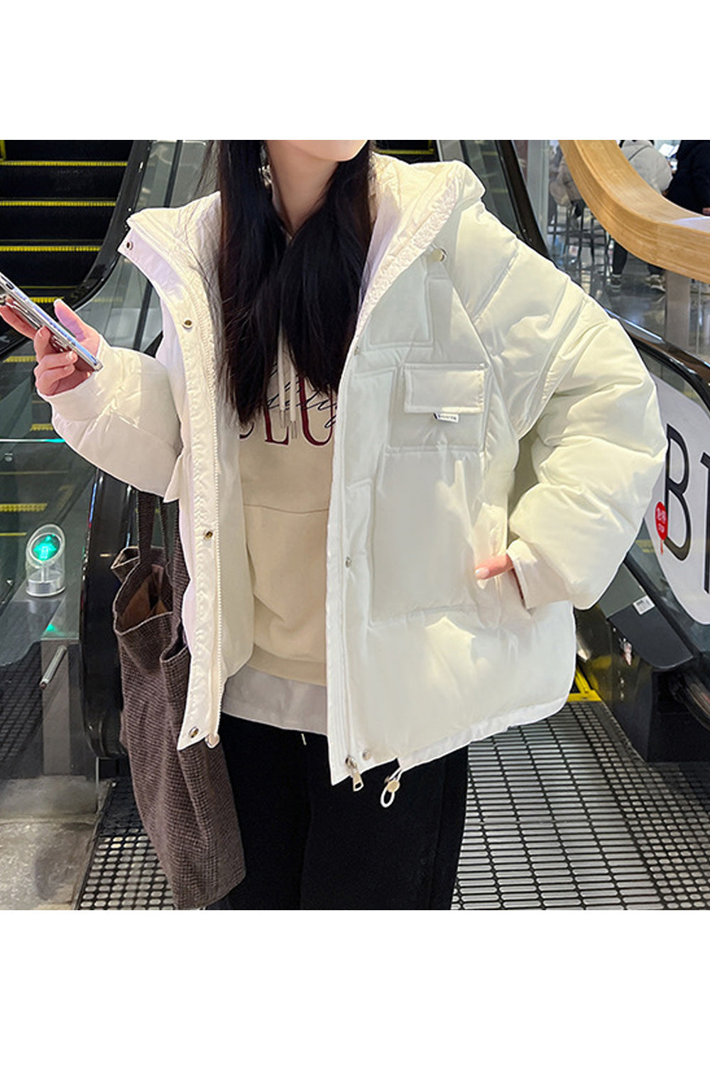 Women Excellent Solid Pattern Flap Pockets Drawstring Waist Winter Fashionic Warm Padded Jacket