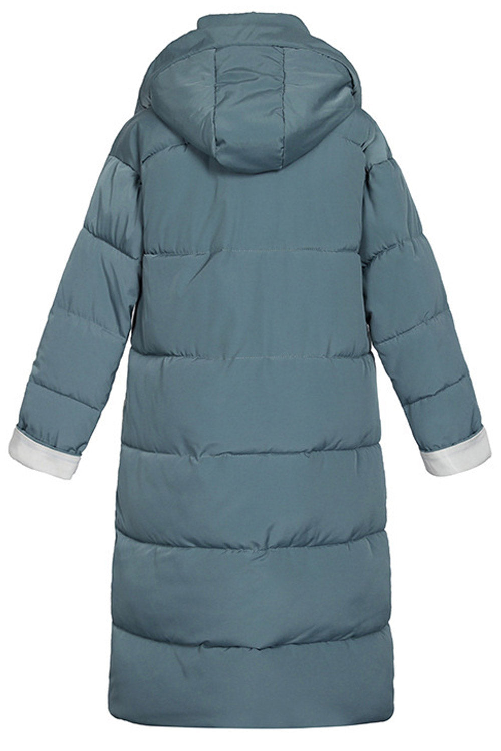 Women Knee Length Huge Storage Pockets Stand Collar & Hooded Comfortable Winter Padded Jacket