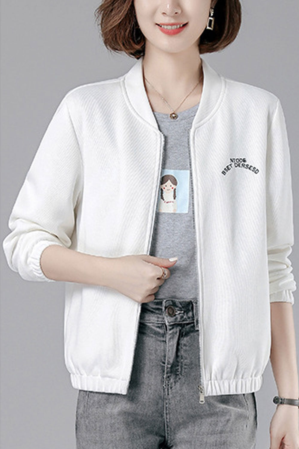 Women Magnificent Stand Collar Neck Ribbed Cuff & Hem Joyful Winter Casual Jacket