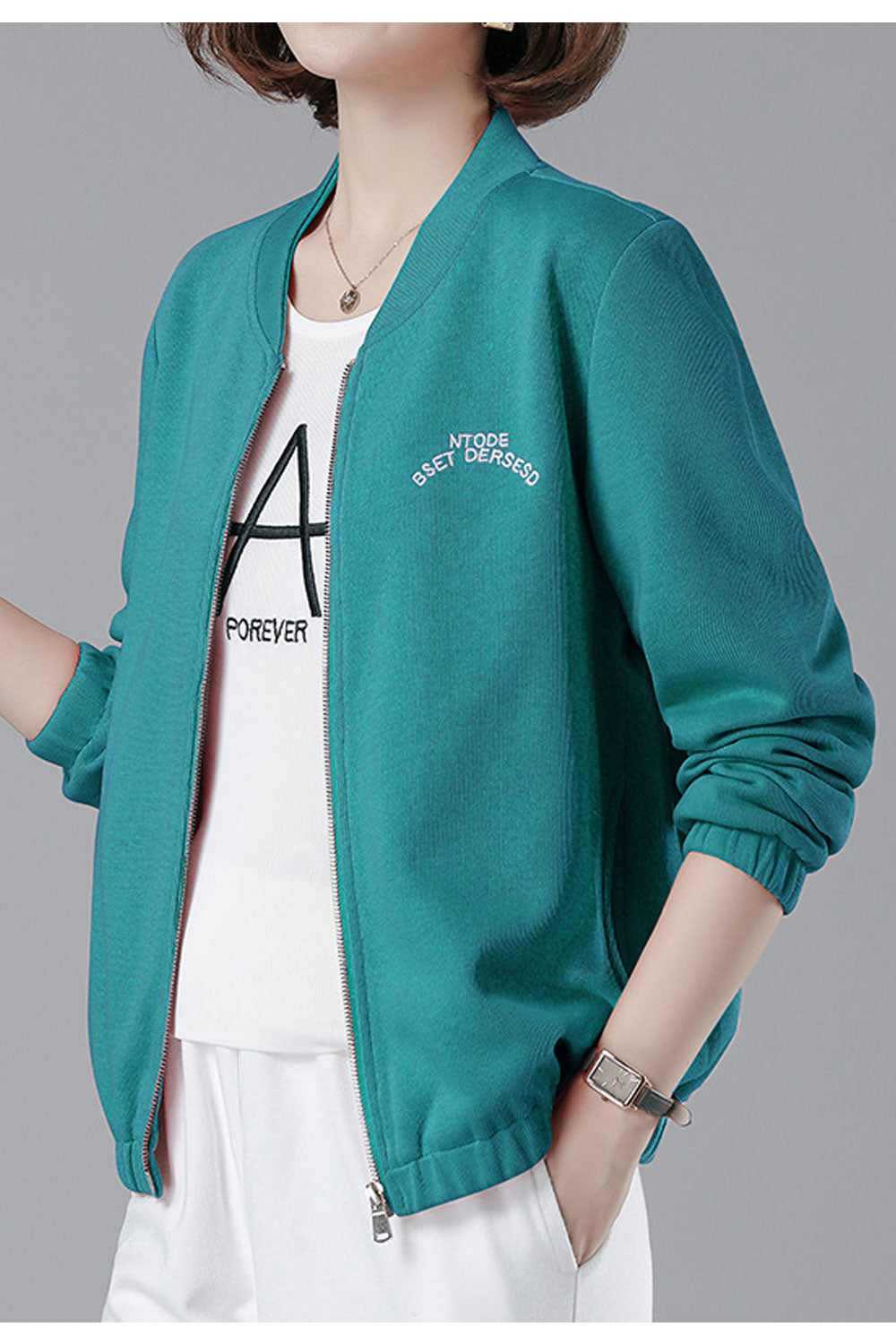 Women Magnificent Stand Collar Neck Ribbed Cuff & Hem Joyful Winter Casual Jacket