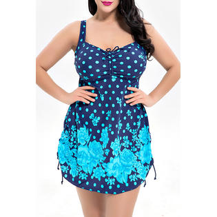 Women Floral Tie Strap Bust One Piece Swimwear