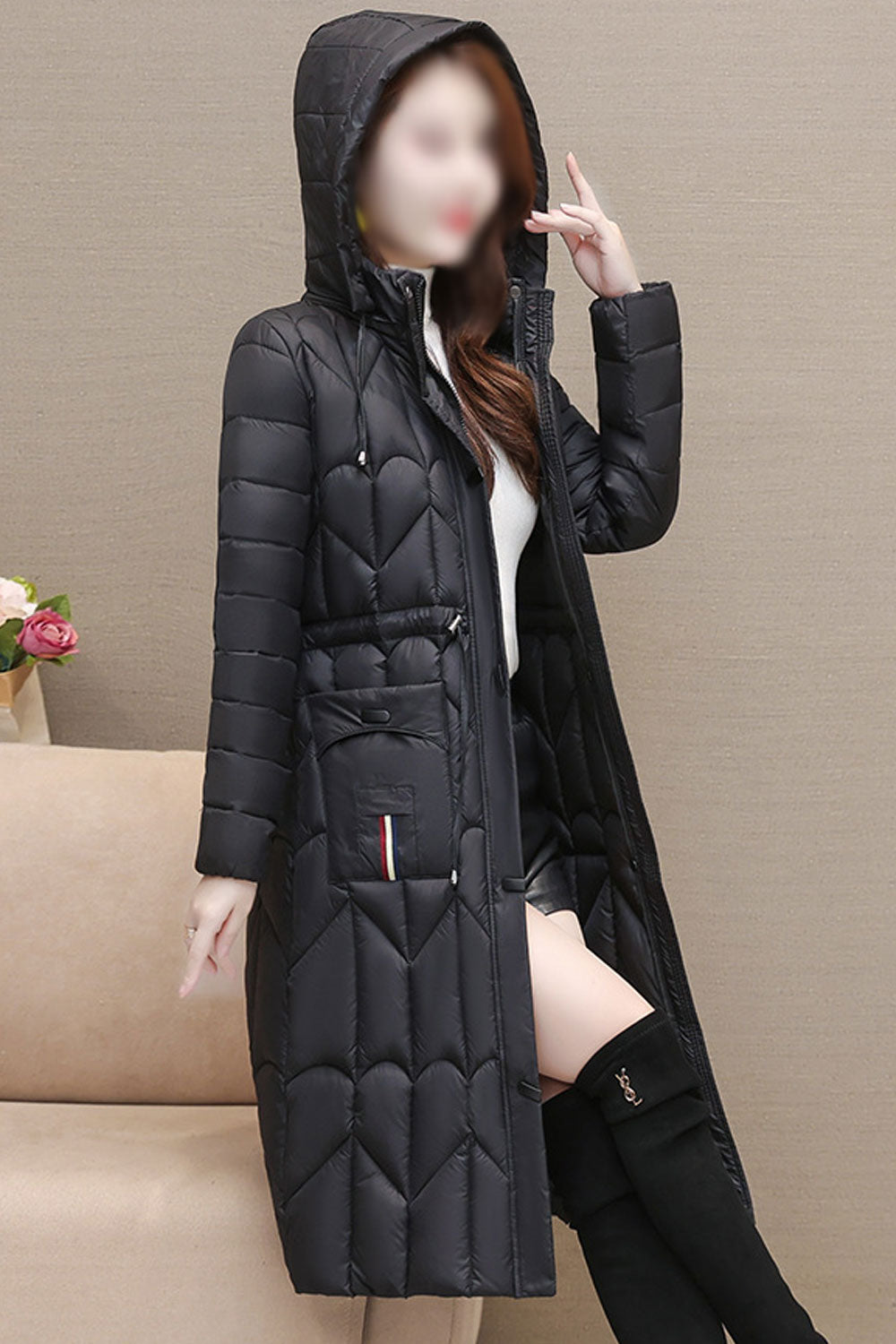 Women Long Slim Cotton Padded Warm Casual Jacket